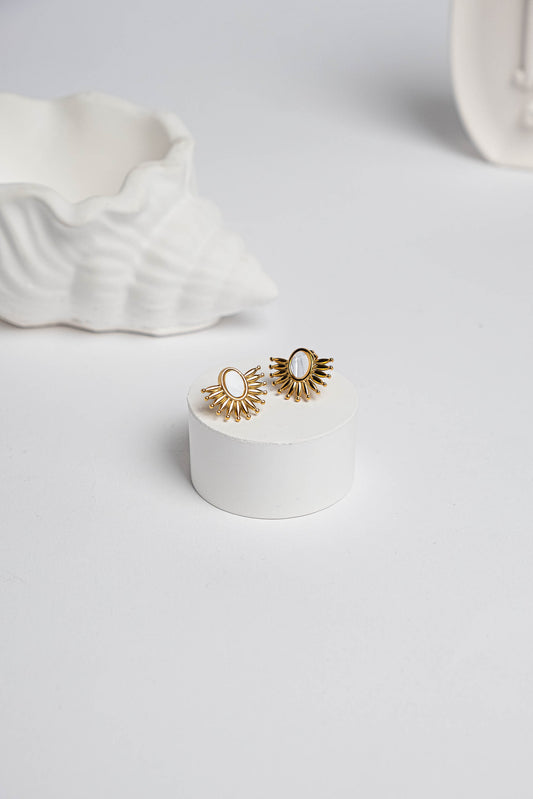 Luce Gold-Colored Tarnish-Resistant Steel Minimal Earrings 