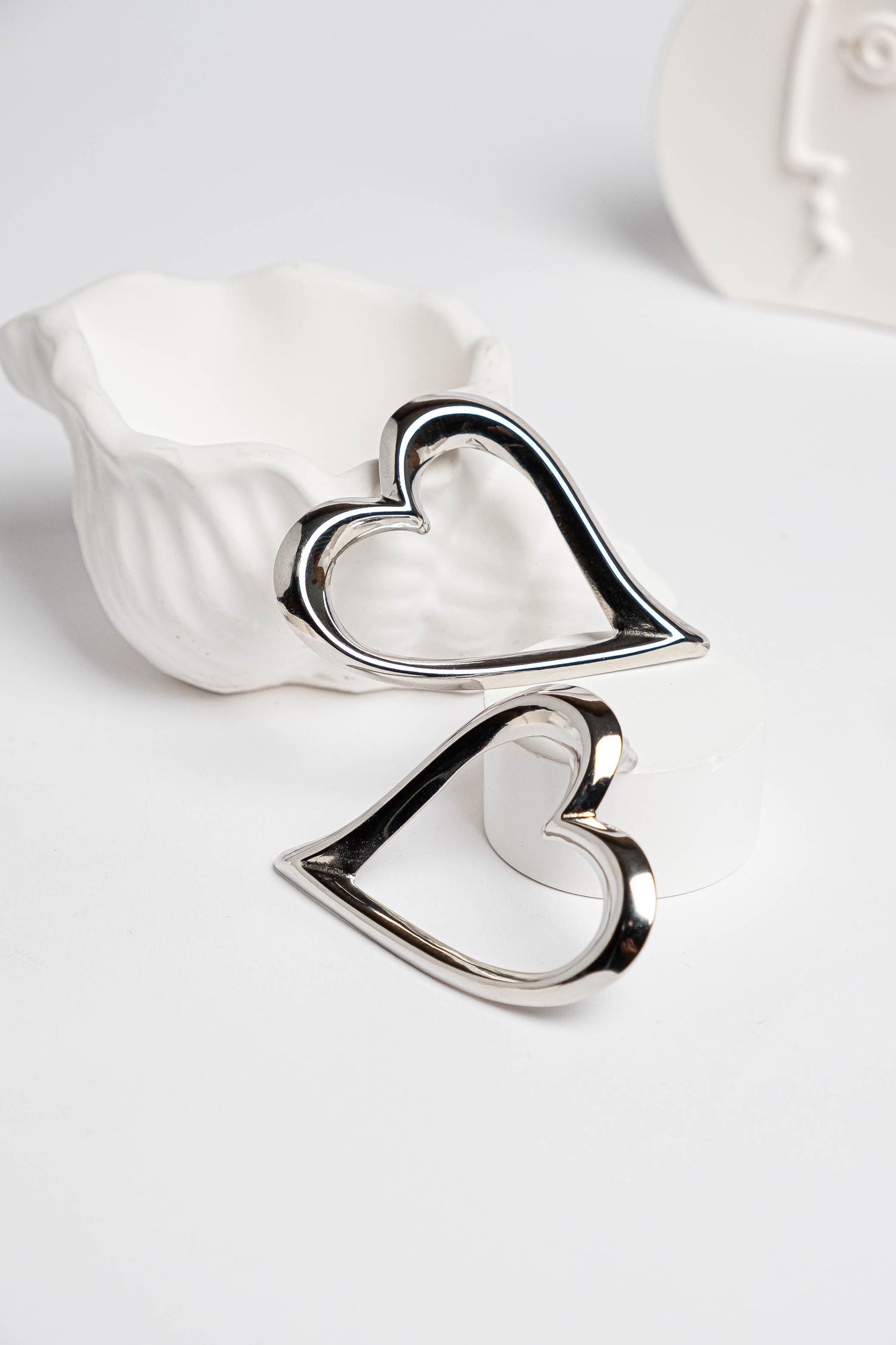 Kendall Silver Color Tarnish Resistant Steel Large Heart Earrings