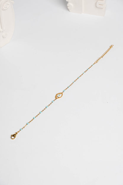 Berta Gold Color Tarnish Resistant Steel Evil Eye Bead Bracelet