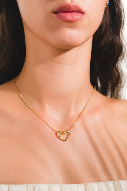 Kai Gold Color Tarnish Resistant Steel Heart Necklace