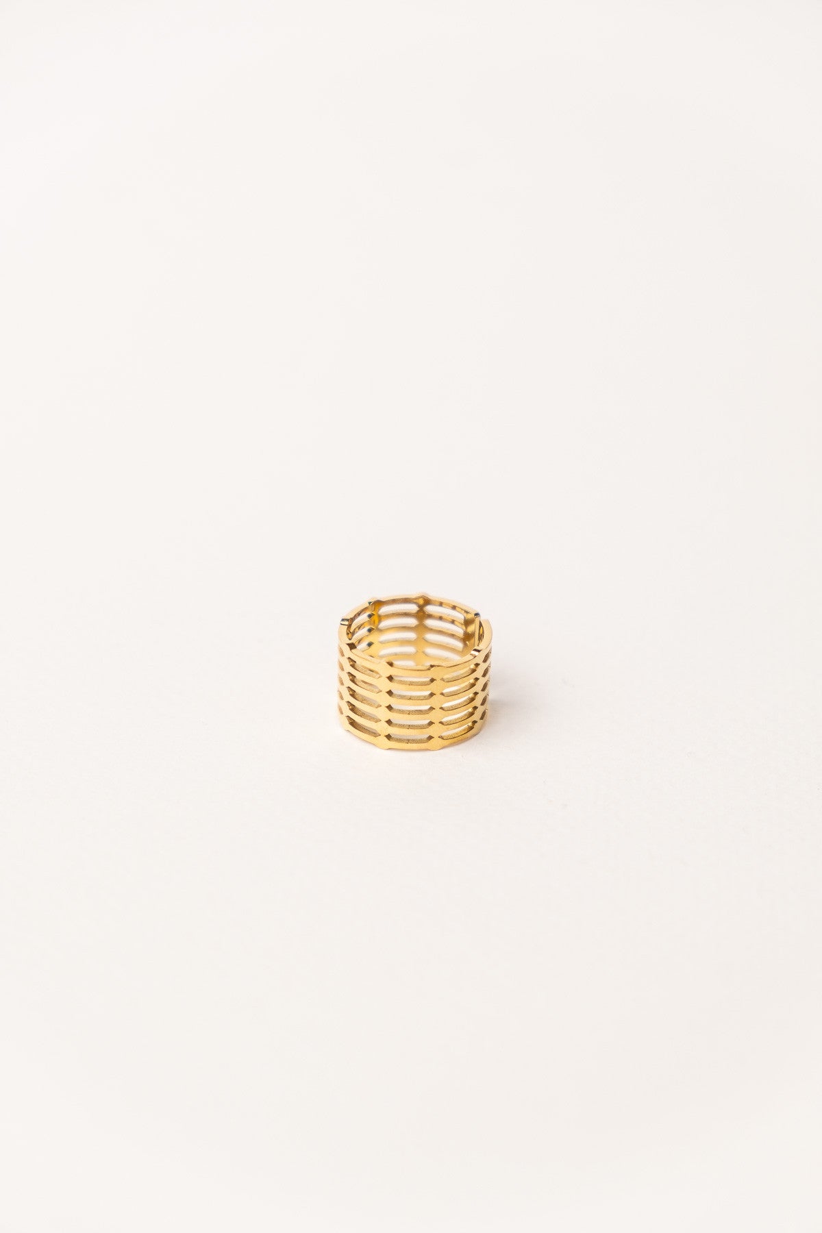 Priscilla Gold Color Adjustable Tarnish Resistant Steel Ring