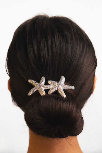 Genevieve Silver Color Elastic Hair Clip